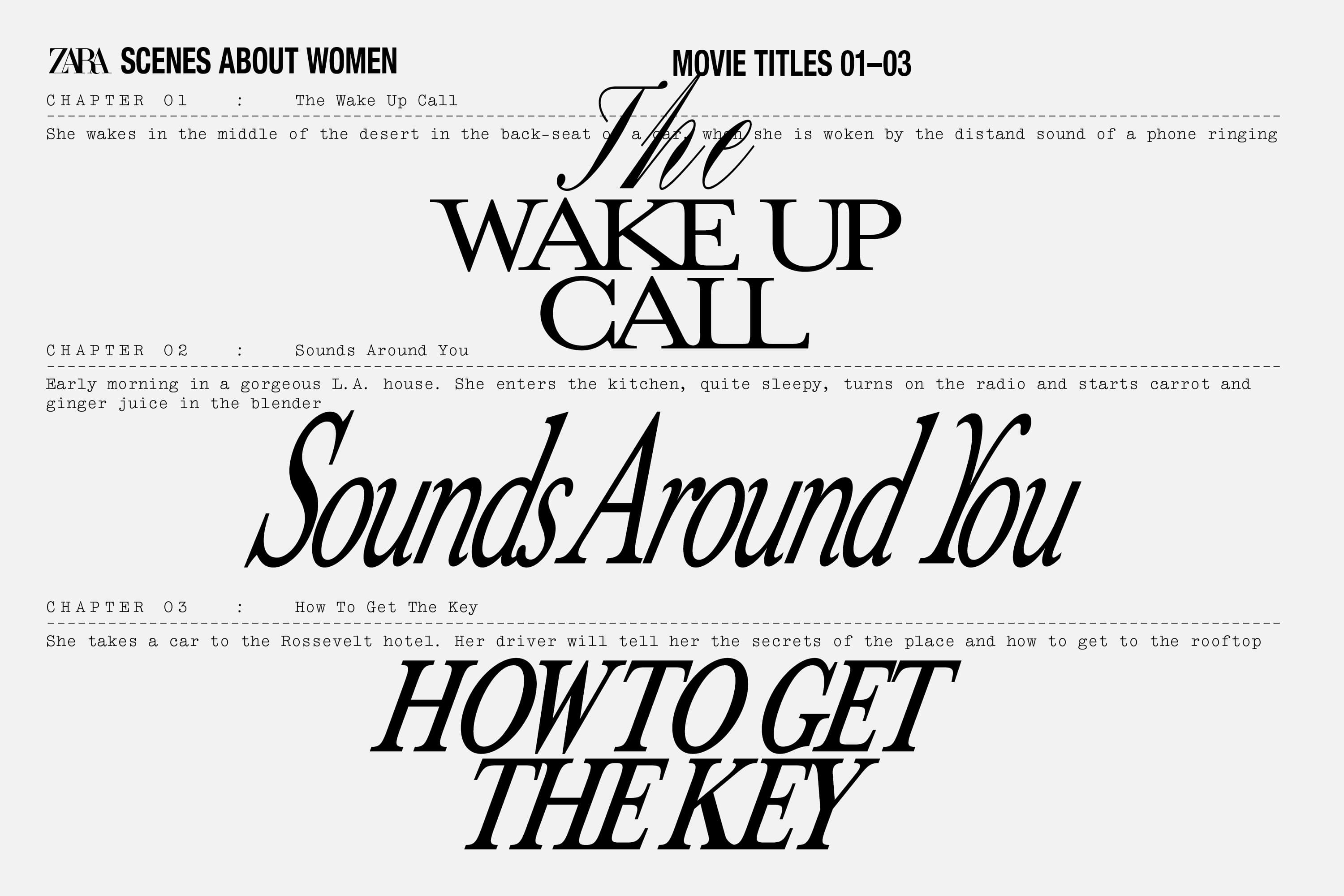 Daily Dialogue, Work: Zara ‘Scenes’ (Thumbnail alt.)